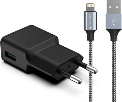 Oplader met USB naar Lightning Kabel en Adapter - Data en Laden - Geschikt voor Apple iPhone en iPad - 1 Meter - Zwart (PS-UL)