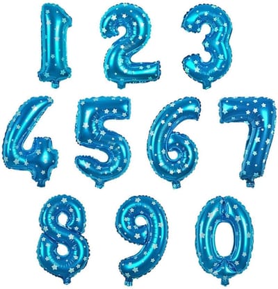 Jumada's - Cijfer ballon 2 blauw met sterren - 43cm
