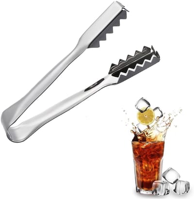 Cosensi- IJsblokjestang Roestvrij staal - Gekarteld Opening - Mini-serveerijsemmer - Cocktailingrediënten - Suikerklontjes - Veelzijdige Toepassingen - Ijstang