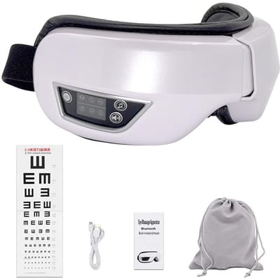 6D Slimme Vibratie Oogmassager Oogverzorgingsinstrument Bluetooth Muziek Slaapmasker Oog Ontspanning Vermoeidheid Gezondheidszorg white