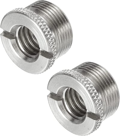 Thijox - Microfoonstandaard Adapter 3/8 Vrouwelijk naar 5/8 Mannelijk - Koper Microfoon Schroef Adapter voor Statief - Zilver 2-Pack Geschikt voor Cam
