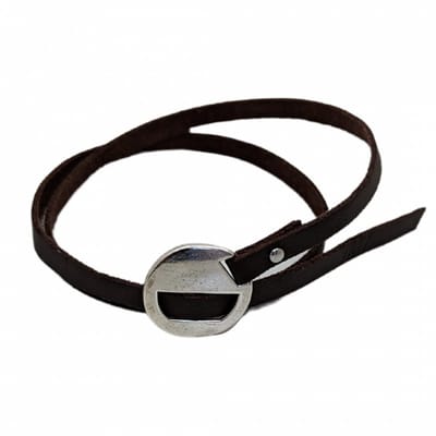 Wikkelarmband-bruin-rvs sluiting - Charme Bijoux