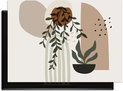 KitchenArt - Botanical Harmony – Inductie Beschermer - 83x51.5 cm - Kookplaat Beschermer - Luxe Afdekplaat Inductieplaat - Anti-slip & Oprolbaar - Beschermmat Inductiekookplaat