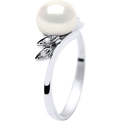 Zoetwater Parel Ring 7-8 mm en 0020 Cts Diamond Jewellery White Gold