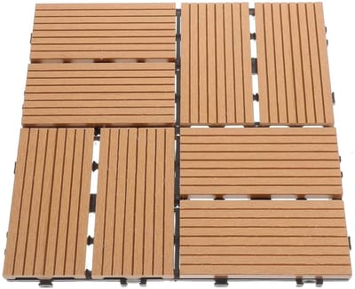 Terrastegels Houtkunststof - Vloertegels Buiten - Buitenruimte Verfraaien - Antislip Oppervlak - 11 Stuks - Lichtbruin