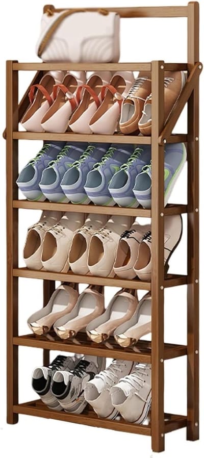 Bamboe Schoenenrek - Schoenenopberger Organizer - Ruimte Besparen - Opvouwbaar Ontwerp - 50 x 17 x 120 cm - Natuurlijk Bamboe