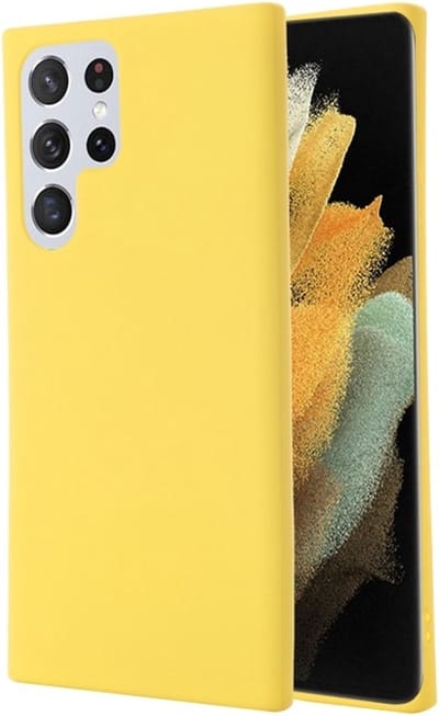 LuxeBass Siliconen hoesje geschikt voor Samsung Galaxy S22 Ultra - Geel - telefoonhoes - gsm hoes - telefoonhoesje