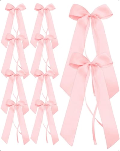 Satin Strikjes voor Bruiloften en Decoratie, 10 Stuks, Perfect voor Cadeauverpakking, Kerstboom Versiering en Tafeldecoratie in Roze