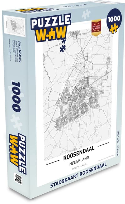 Puzzel Stadskaart Roosendaal - Legpuzzel - Puzzel 1000 stukjes volwassenen - Plattegrond