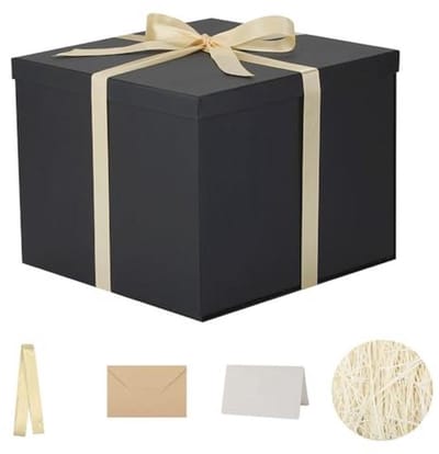 Cadeau Doos met Deksel 30 x 30 x 25 cm - Zwarte Verpakking voor Verjaardagen, Valentijnsdag, Kerstmis en Jubilea