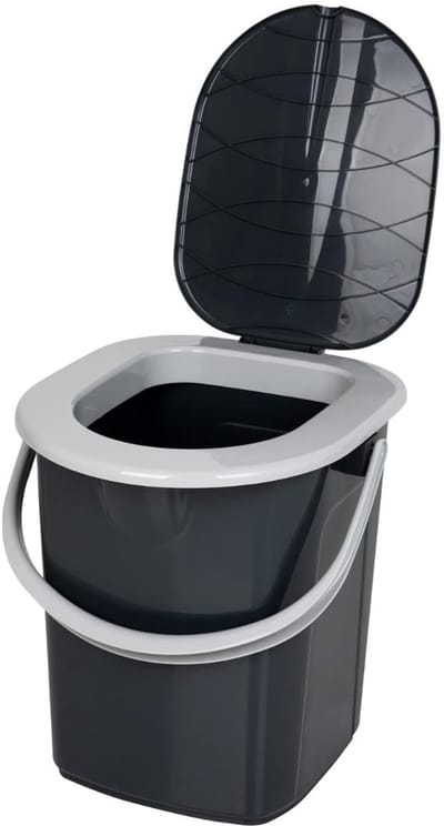 KAD® Draagbaar Toilet - Toiletemmer Met Deksel - Toiletemmer - Zwart - 38cm x 35cm x 37cm