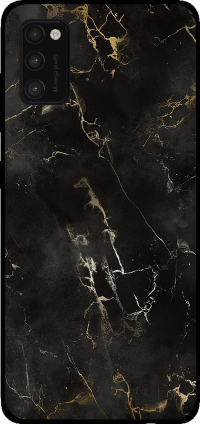 Smartphonica Telefoonhoesje voor Samsung Galaxy A41 met marmer opdruk - TPU backcover case marble design - Zwart geschikt voor Samsung Galaxy A41
