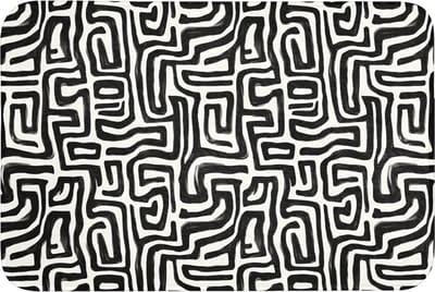 Badmat 90x60 cm - Antislip - Grafisch - Lijnen - Zwart - Wit - Badmatten voor badkamer - Badkamermat - Douchemat - Badkamer mat