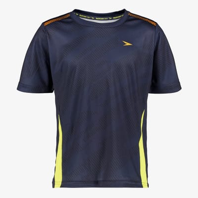 Dutchy Dry kinder voetbal T-shirt donkerblauw geel - Maat 128