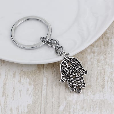 Go Go Gadget - Sleutelhanger - Hamsa hand - Hand van Fatima - Bescherming, Geluk, Kracht, Macht - 1 stuk - Zilverkleurig