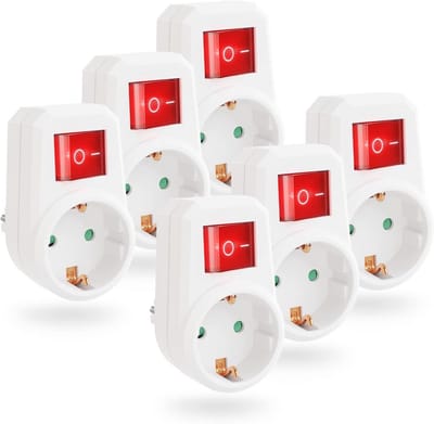 Stekkeradapter met Schakelaar en Stroomonderbreker - 6x Stopcontacten