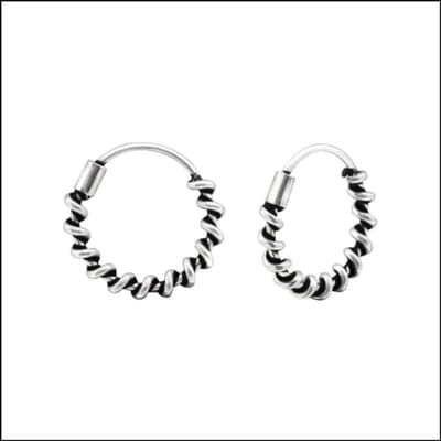 Aramat Jewels | Oorringen | 925 Zilveren Bali Oorringen Geoxideerd - Etnisch Design | 12mm / Leidschendam | |2mm | Zilver | Kinderen, Volwassenen | Verkleurd niet