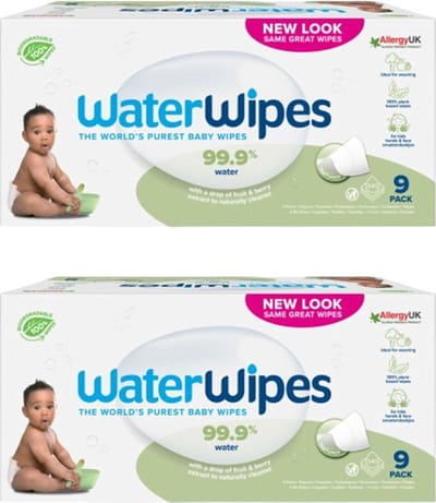 WaterWipes Snoetendoekjes - 2 x 9x60 = 540 stuks - Voordeelverpakking