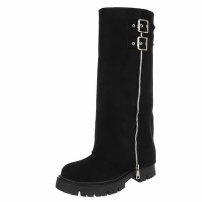 ZoeZo Design - stoere - cowboy - kaplaarzen - dessert - zwart - suedine - maat 36- hakhoogte 2 cm