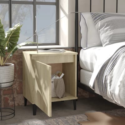 vidaXL - Nachtkastjes - met - metalen - poten - 40x30x50 - cm - sonoma - eikenkleurig