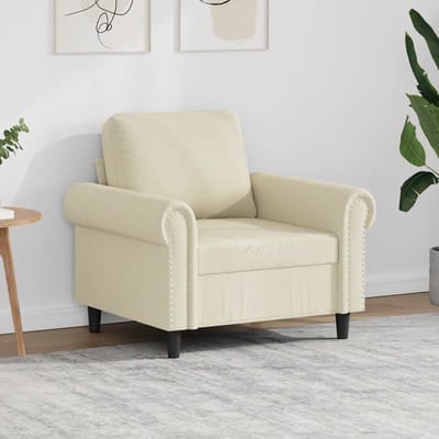 vidaXL Fauteuil 60 cm kunstleer crèmekleurig
