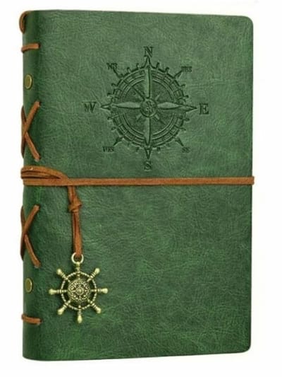 Dailygoods- Notitieboek Vintage - Ecologische Leren Omslag - Navulbaar - 70 Ongelinieerde Pagina's - Reisdagboek - Retro Ontwerp