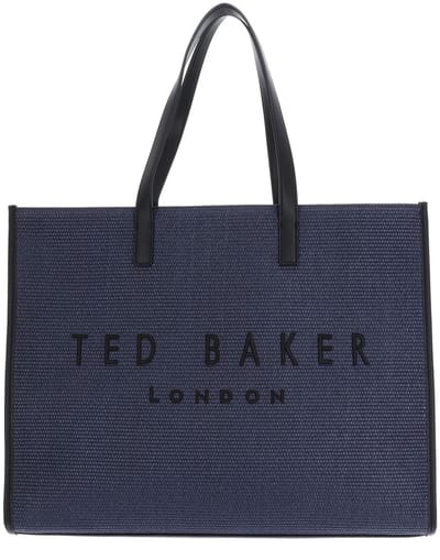 Ted Baker shopper Pallmer Faux Raffia Large Icon Bag Navy donkerblauw
