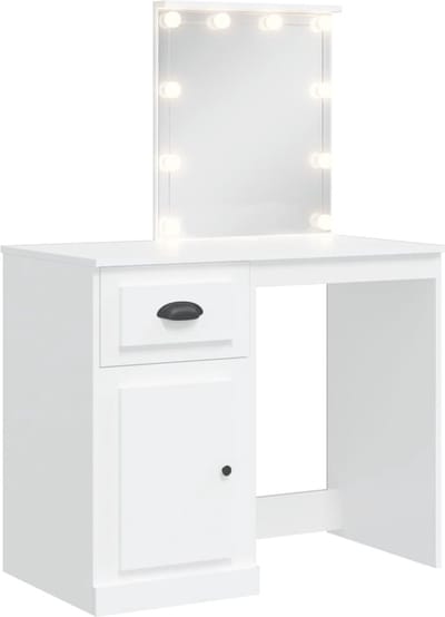 Kaptafel met spiegel en verlichting - Make up tafel - Make up - Toilettafel - Met lades - Wit
