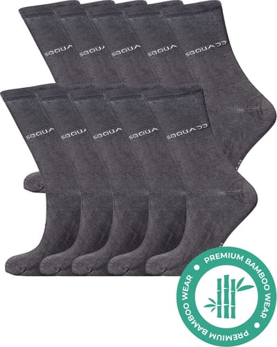 SQQUADD® Bamboe Sokken Dames en Heren - Unisex 10-pack - Maat 35-38 - Naadloos en Duurzaam - Tegen Zweetvoeten - Bamboo - Grijs