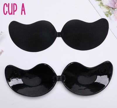 SilverAndCoco® - Push up Plak BH herbruikbaar / Zelfklevende Invisible bh met clipsluiting / Onzichtbare Siliconen Tepel bedekkers BH Pads Silicone Nipple cover Strapless boob lift - Zwart - Cup A