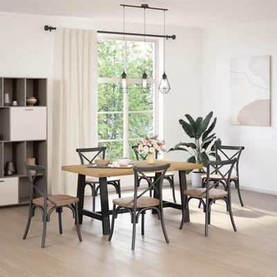 Eettafel Massief Grenen - Maaltijdtafel Keukentafel - Samen Eten - A-vormige Poten - 160x90x75 cm - Natuurlijk Hout