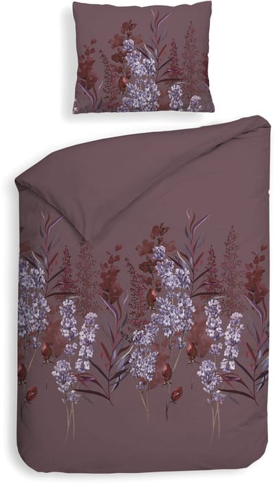 Heckettlane Dekbedovertrek Mino - Bedlinnen met Bloemen print - 140x200-220 cm - Paars - Dekbedovertrek van 100% Katoen-Flanel