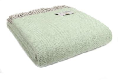 Wollen Plaid - Groen - Visgraat patroon - Tweedmill - 183x150cm