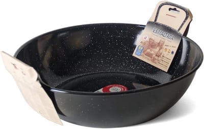 Koekenpan - Gegoten Pan - Koken op Inductie - Geëmailleerd IJzer - 38 cm - Zwart