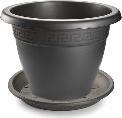Forte Plastics bloempot met onderschaal - antraciet - rond - D50 x H40 cm - kunststof - plantenpot