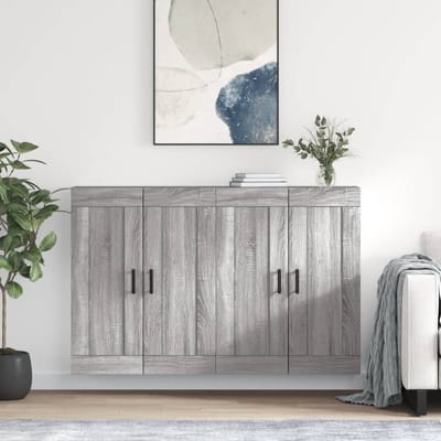 vidaXL - Hangkasten - 2 - st - bewerkt - hout - grijs - sonoma - eikenkleurig