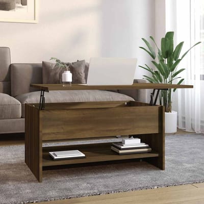 vidaXL - Salontafel - 80x50x40 - cm - bewerkt - hout - bruin - eikenkleur