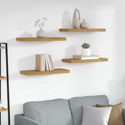 vidaXL - Wandplank - 4 - st - Beige - 60 - x - 23,5 - x - 3,8 - cm - Bewerkt - hout