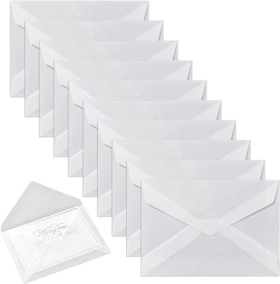 50 Stuks Transparante Enveloppen, 125 x 185 mm Elegante Enveloppen Doorzichtig, Transparante Enveloppen Wit, voor Wenskaart, Ansichtkaart, Uitnodigingen, Bruiloft, Wensfeesten, Verjaardag, Foto’s