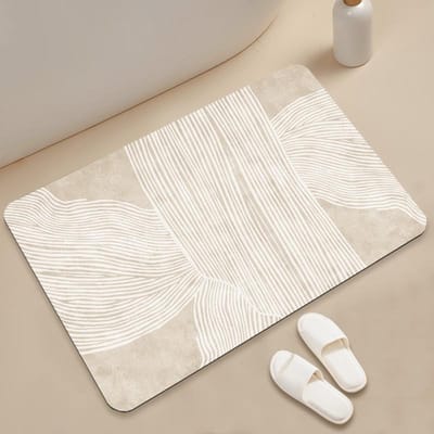 Eenvoudige Lijnen Diatomeeënaarde Vloermat Waterabsorptie en Vuilafstotend Voetmat Badkamermat Sterke Waterabsorptie en Sneldrogende Voetmat 40*60cm