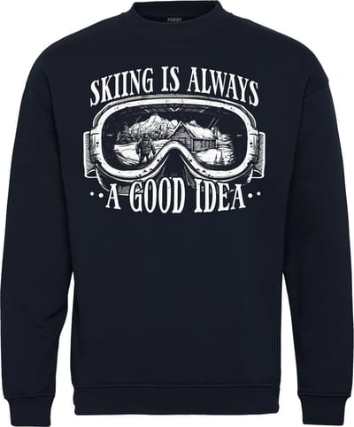 Sweater Skiing Is Always A Good Idea | Apres Ski Verkleedkleren | Fout Skipak | Apres Ski Outfit | Navy | maat XS