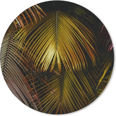 Muismat rond 20x20 cm - Mousepad Jungle - Palmboom - Goud - Ronde muismatten