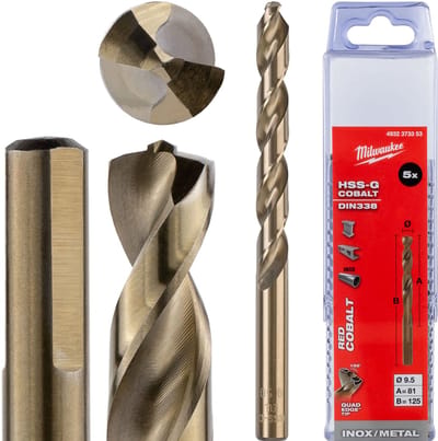 Milwaukee Metaalboren HSS-Ground Cobalt - DIN 338 - 5 en 10 stuks HSSGC 9,5 x 125-5 stuks - 4932373353