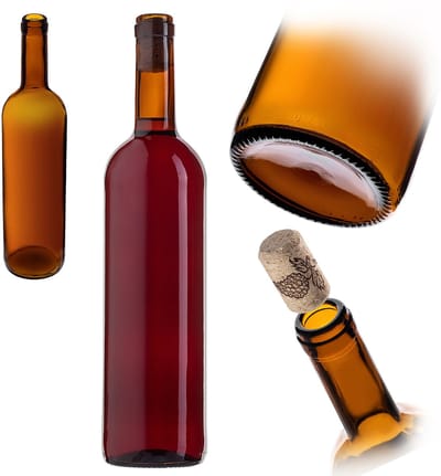 KADAX wijnfles met kurk bordeaux 0,75 l 750 ml glazen ciderwijnflessen