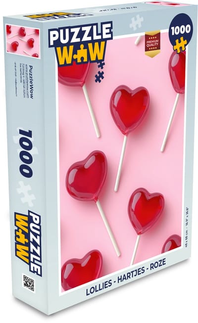 Puzzel Lollies - Hartjes - Roze - Legpuzzel - Puzzel 1000 stukjes volwassenen
