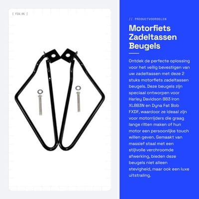 Zadeltassen Beugels Ondersteuning - 2 Stuks - Massief Staal - Zwart - Compatibel met Harley-Davidson - Voorkomt Wielen. - Zadeltassteunen