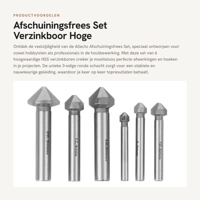 Dailygoods- Afschuiningsfrees Set van 6 - HSS Boor - 90 Graden - Ronde Schacht - 3-Edige - Duurzaam Materiaal - Frees