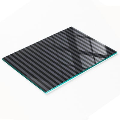 Decoratieve glazen snijplank met grafische grijze strepen, 80x52 cm