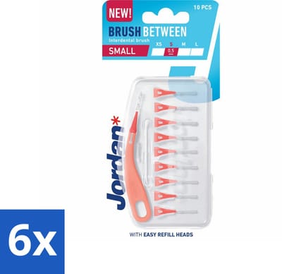 6 x Jordan - Ragers - Maat Small - 0,5 mm - 10 Ragers - Interdentale Reiniging - Tanden Poetsen - Tandplak Verwijderen - Tandenborstel - Mondhygiëne