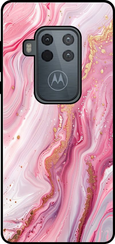 Smartphonica Telefoonhoesje Geschikt voor Motorola One Zoom met marmer opdruk - TPU backcover case marble design - Roze geschikt voor Motorola One Zoom